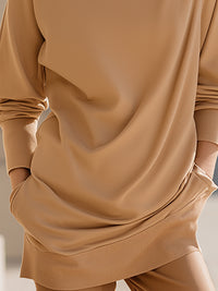 Camel Long Casual Sports Waist T-shirt