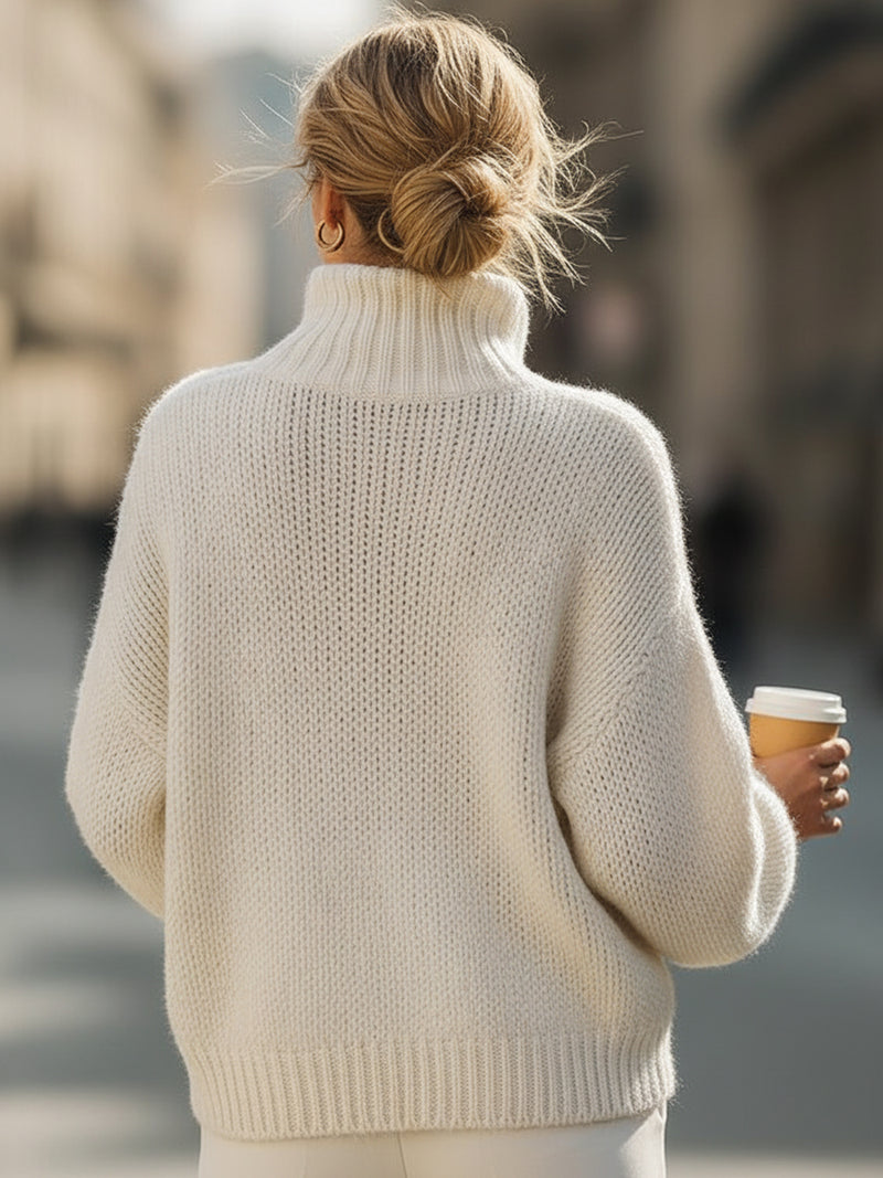 Oversized Cream Turtleneck Sweater