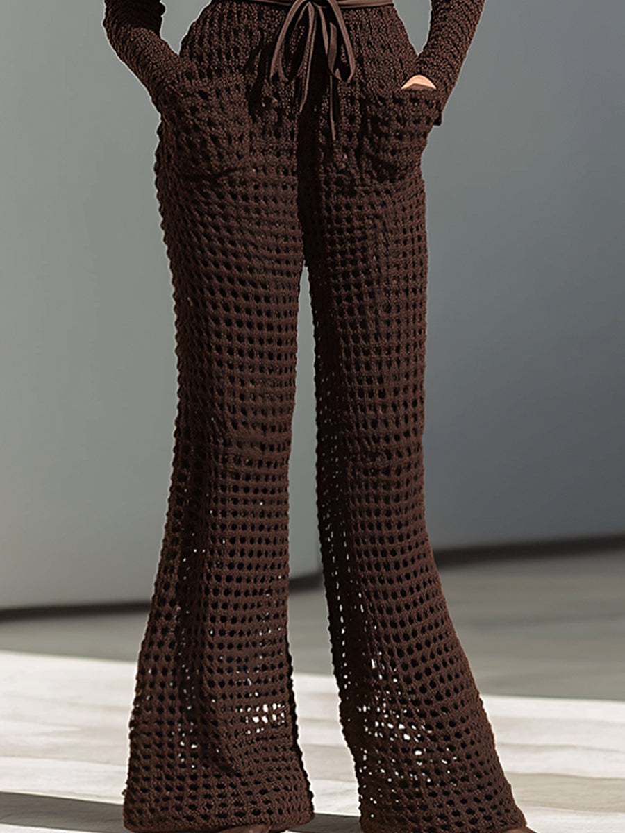 Dark Chocolate Textured Knit Jumpsuit