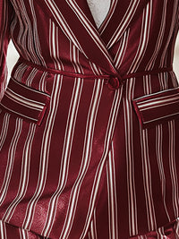 Burgundy Satin Striped Blazer