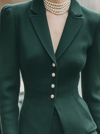 Pearl Button Ruffle Blazer