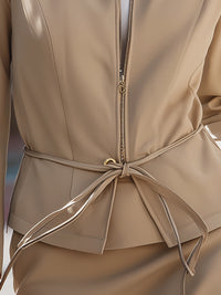 Structured Zip-Up Belted Jacket