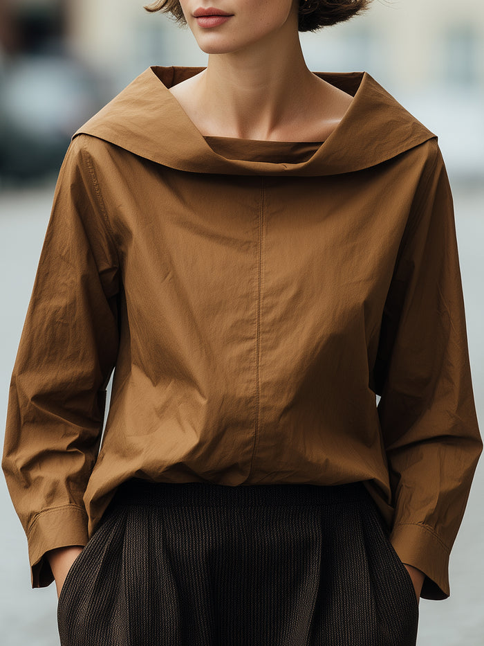 Brown Collared Cotton Shirt