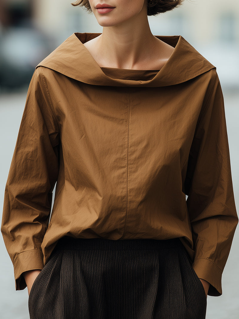 Brown Collared Cotton Shirt