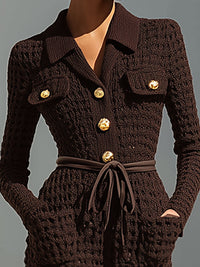 Dark Chocolate Textured Knit Jumpsuit