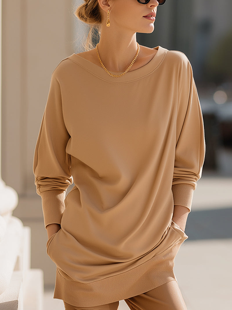 Camel Long Casual Sports Waist T-shirt