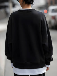 Black V-neck Layered Loose Knit Two-Piece Set