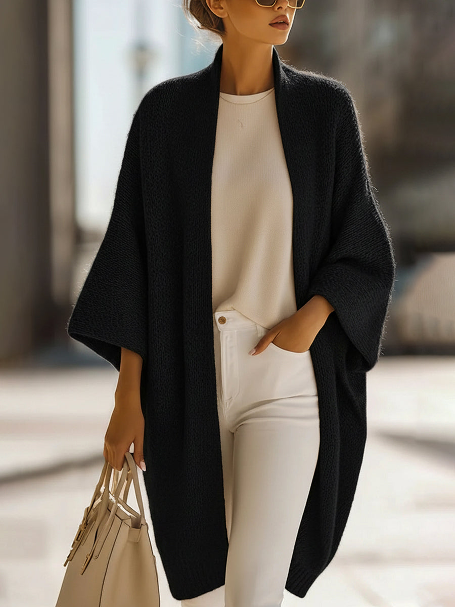 Sand Beige Oversized Knit Cardigan