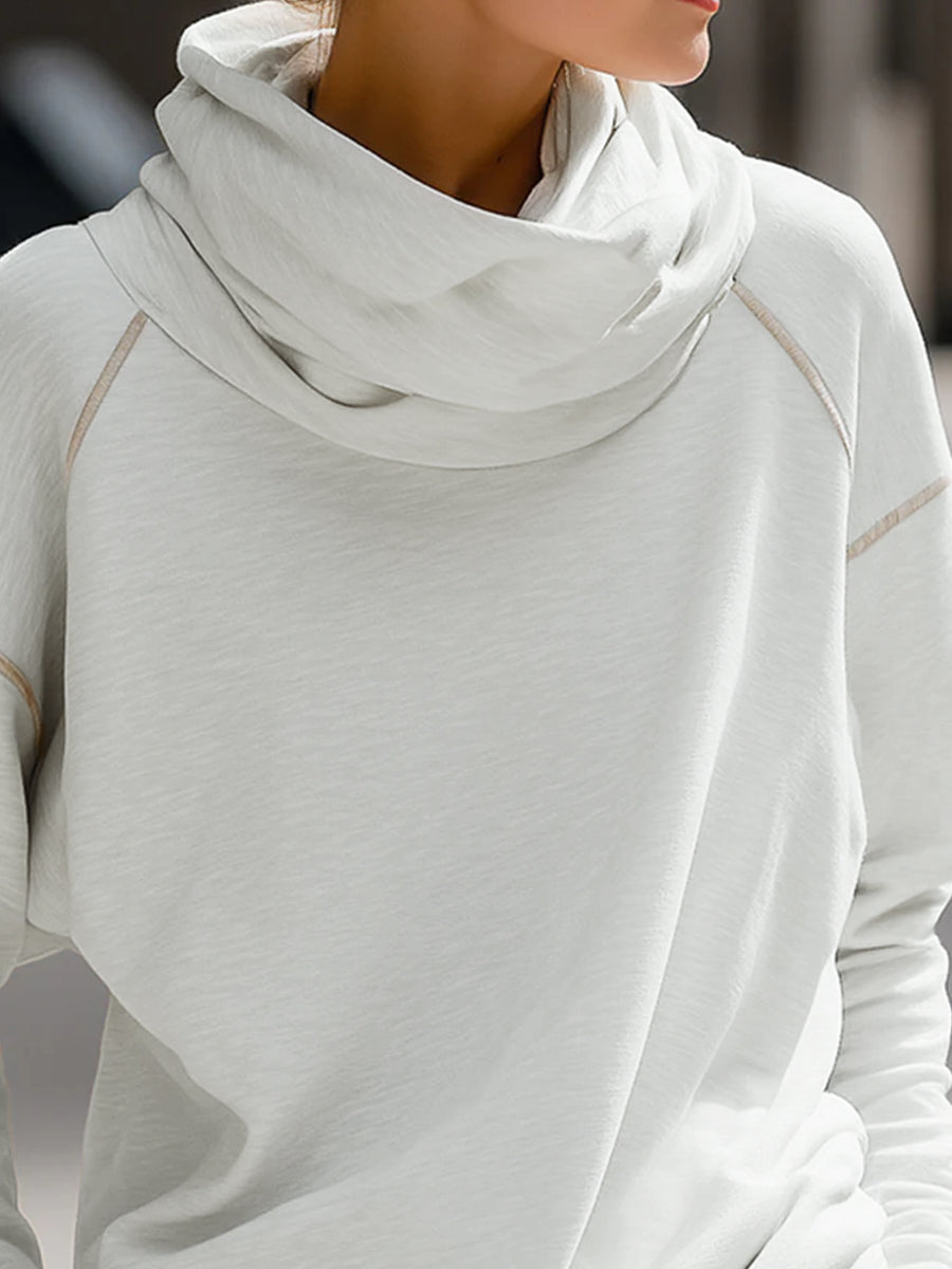 Cozy Draped Cowl-Neck Pullover