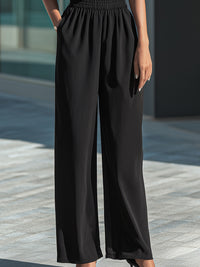 Relaxed Draped Top & Elastic-Waist Wide-Leg Pants Set