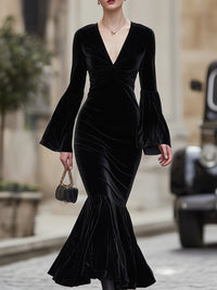 Velvet Deep V Mermaid Gown