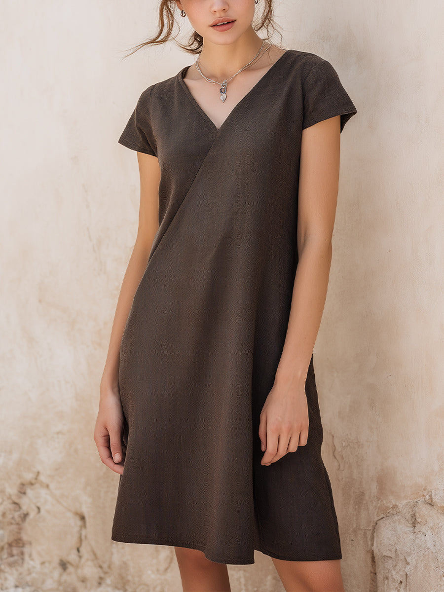 Short Sleeve Wrap-Style Mini Dress