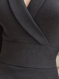 Sculpted Ribbed Peplum Knit Top