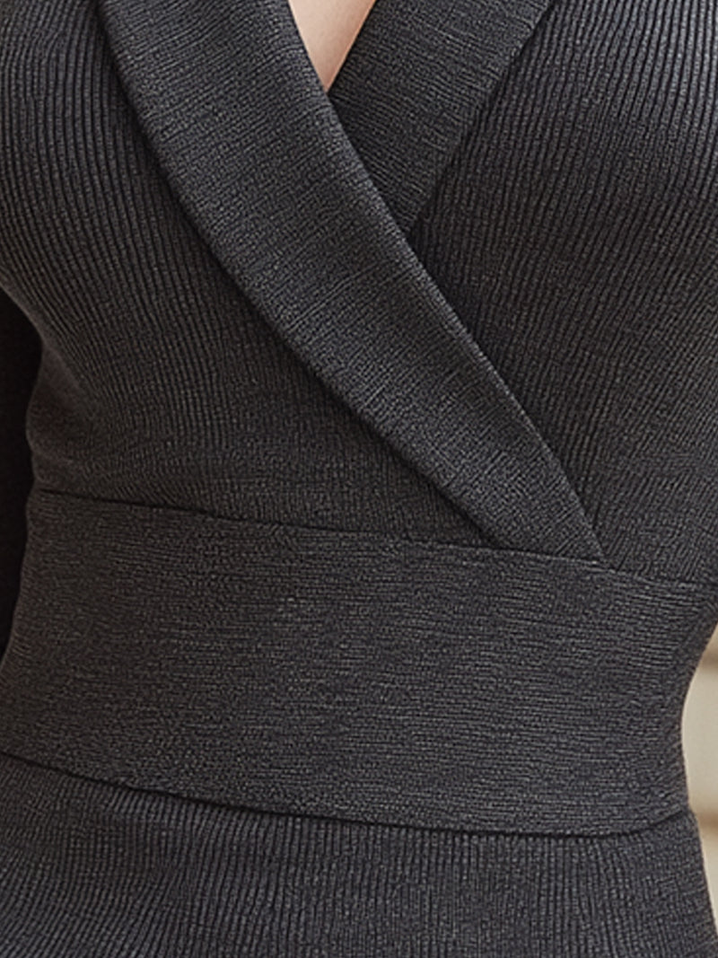 Sculpted Ribbed Peplum Knit Top
