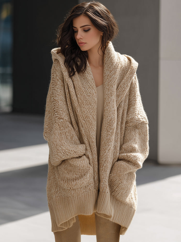 Oversized Hooded Chunky Knit Cardigan