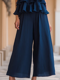 Layered Ruffled Camisole And Wide-Leg Pants Set