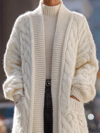 Cable-Knit Longline Cardigan