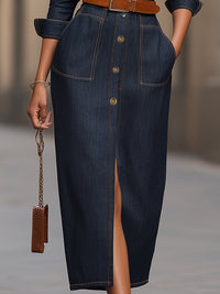 Structured Denim Shirt Dress With Waist Belt