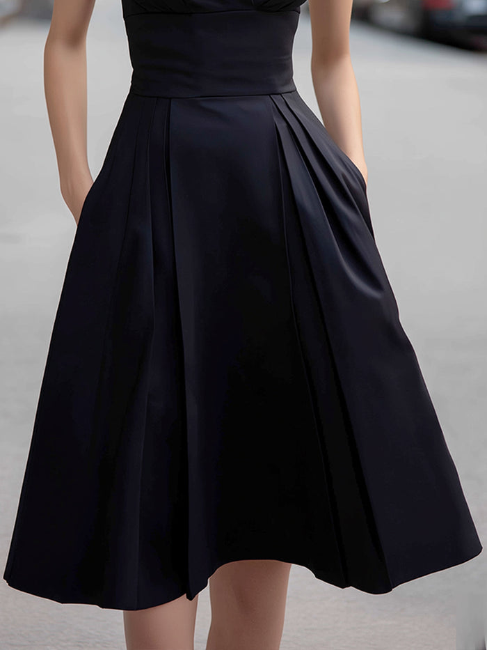 Sleeveless Hooded Wrap-Bodice Midi Dress