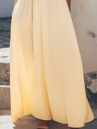 Soft Tie Halter Flowing Maxi Dress