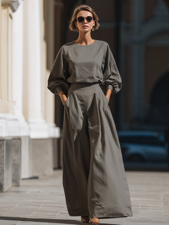 Minimalist Wide-Leg Two-Piece Set