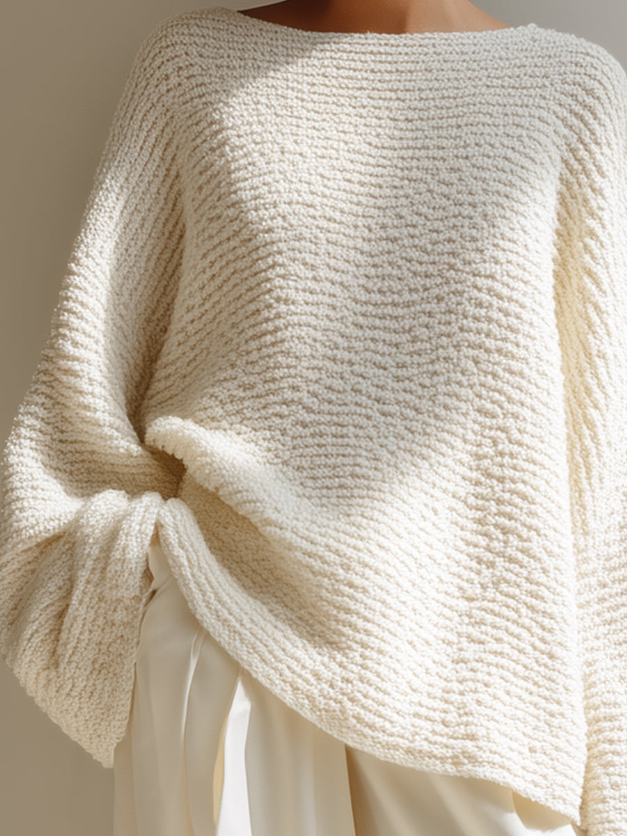 Textured Oversized Knit Pullover