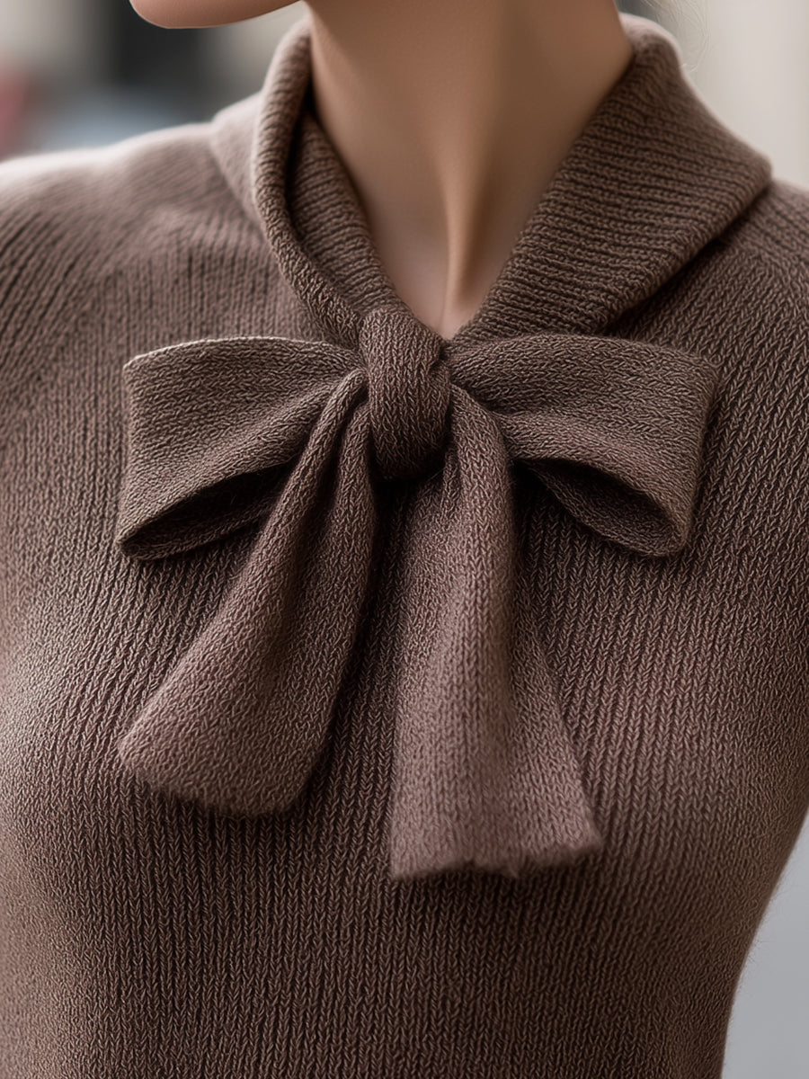 Mocha Bow Knit Top