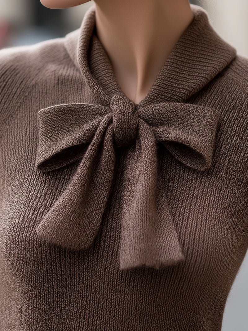 Mocha Bow Knit Top