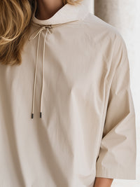 Minimalist Drawstring Collar Relaxed Blouse
