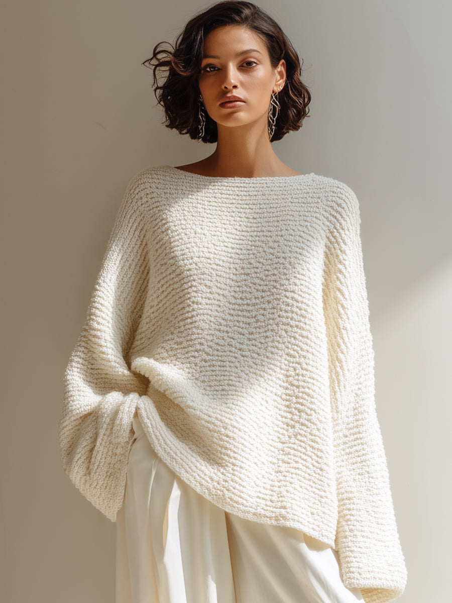 Textured Oversized Knit Pullover