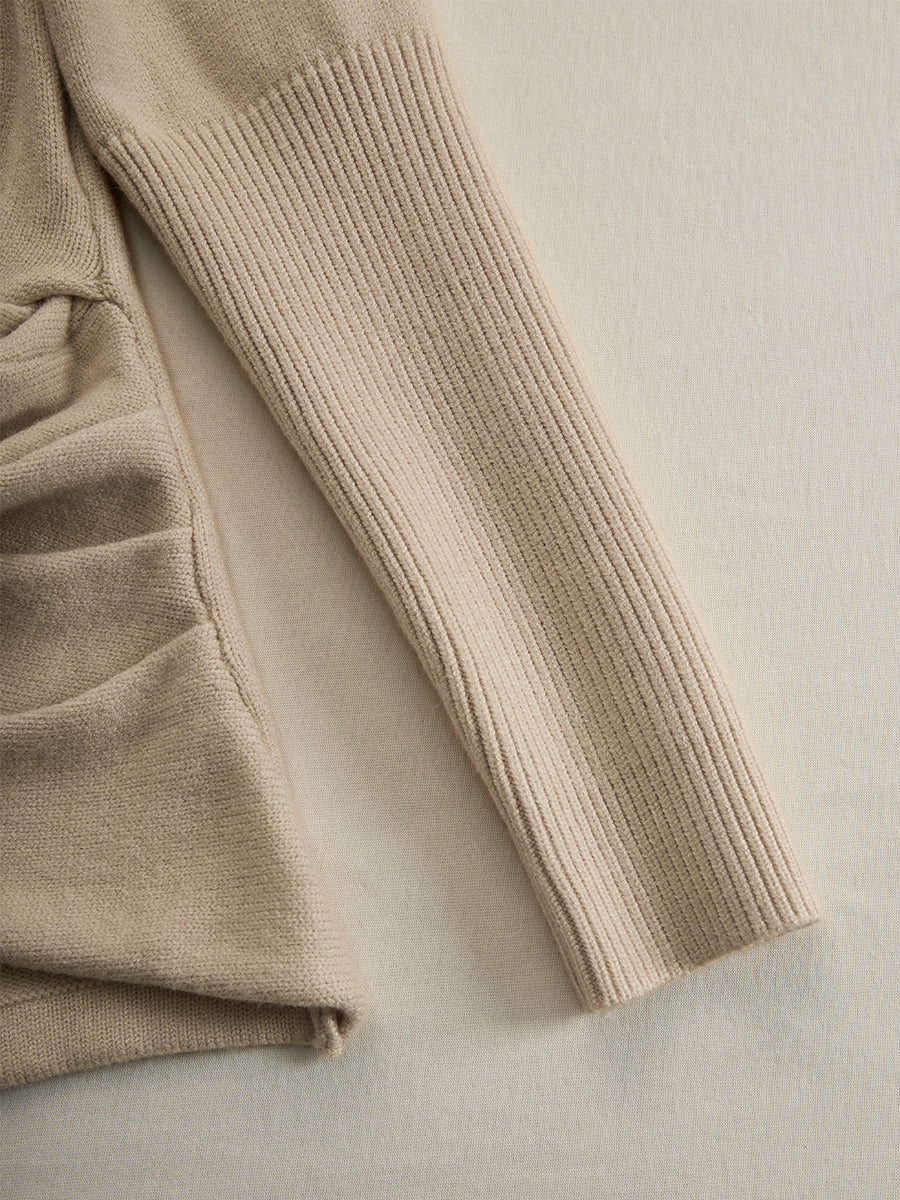 Taupe Draped Knit Wrap Top