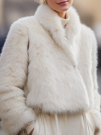Ivory Faux Fur Cropped Jacket
