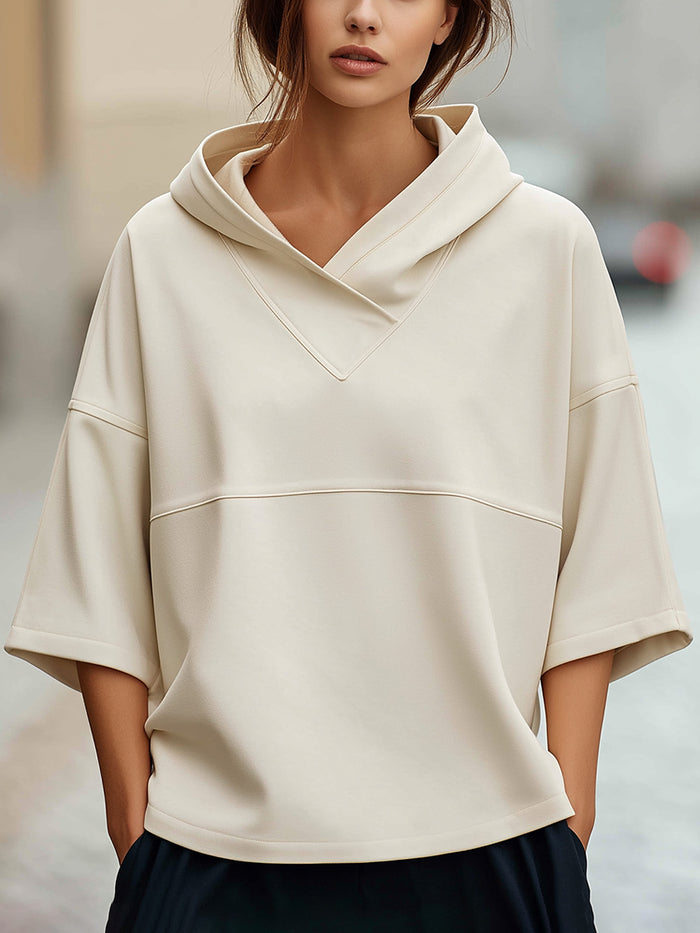 Hooded Short-Sleeve Minimalist Top