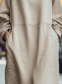 Relaxed Linen-Blend Maxi Dress With Drop Shoulders