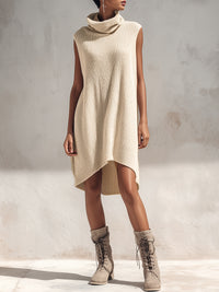 Sleeveless Turtleneck Knit Tunic Dress