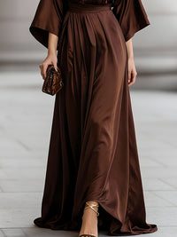 Elegant Belted Flowing Maxi Evening Dress