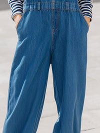 Fashionable Casual Denim Overalls With Cuffs