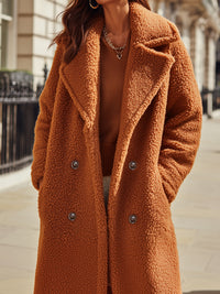 Oversized Teddy Coat With Double-Breasted Closure