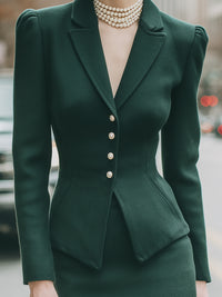 Pearl Button Ruffle Blazer