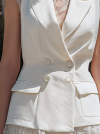 Double-Breasted Sleeveless Tailored Vest