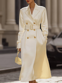 Satin Double-Breasted Trench Coat