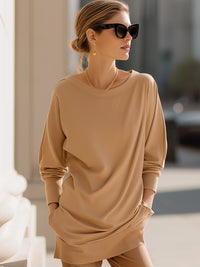 Camel Long Casual Sports Waist T-shirt