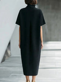 High-Neck Sculpted Midi Dress