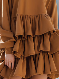 Caramel Ruffled Tiered Mini Dress