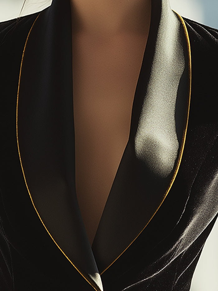 Noir Velvet Contrast Lapel Blazer