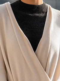 Belted Wrap Cardigan In Soft Beige