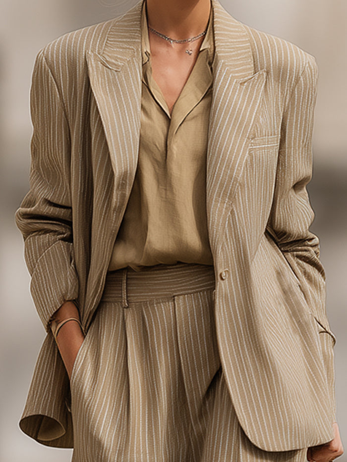 Old-fashioned Pinstripe Casual Slim-fit Trousers