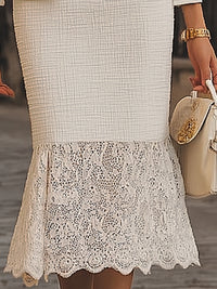 Royal Tweed Blazer Dress With Lace Hem