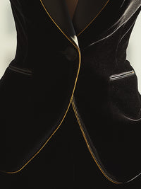Noir Velvet Contrast Lapel Blazer