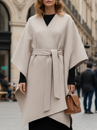 Tie-Down Asymmetrical Cape Coat